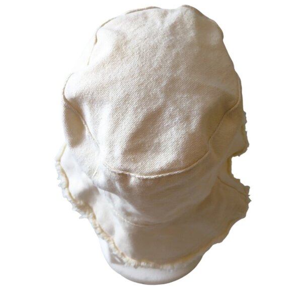 Frayed Edge Canvas Bucket Hat Off White Casual Beach - Picture 3 of 4